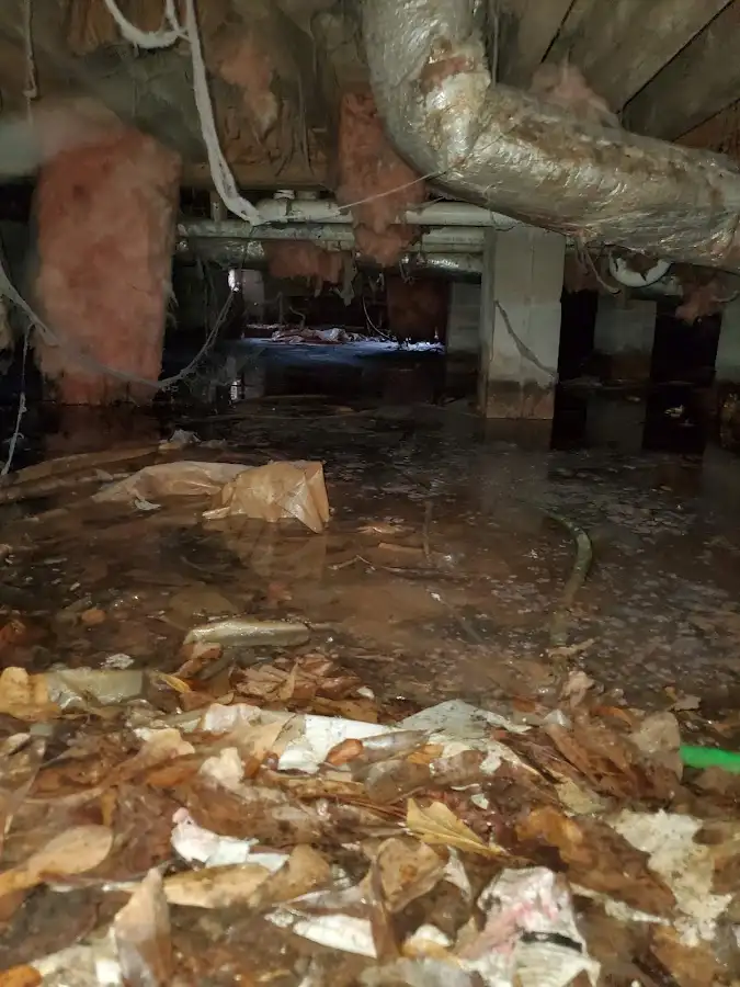 Crawl space flood assessment for Commercial Water Damage Restoration in Lynchburg, Moore County